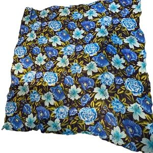 ILLUSIONS BY Multicolor Floral Beach Cover Square Scarf 50x50" Blue Green Sheer